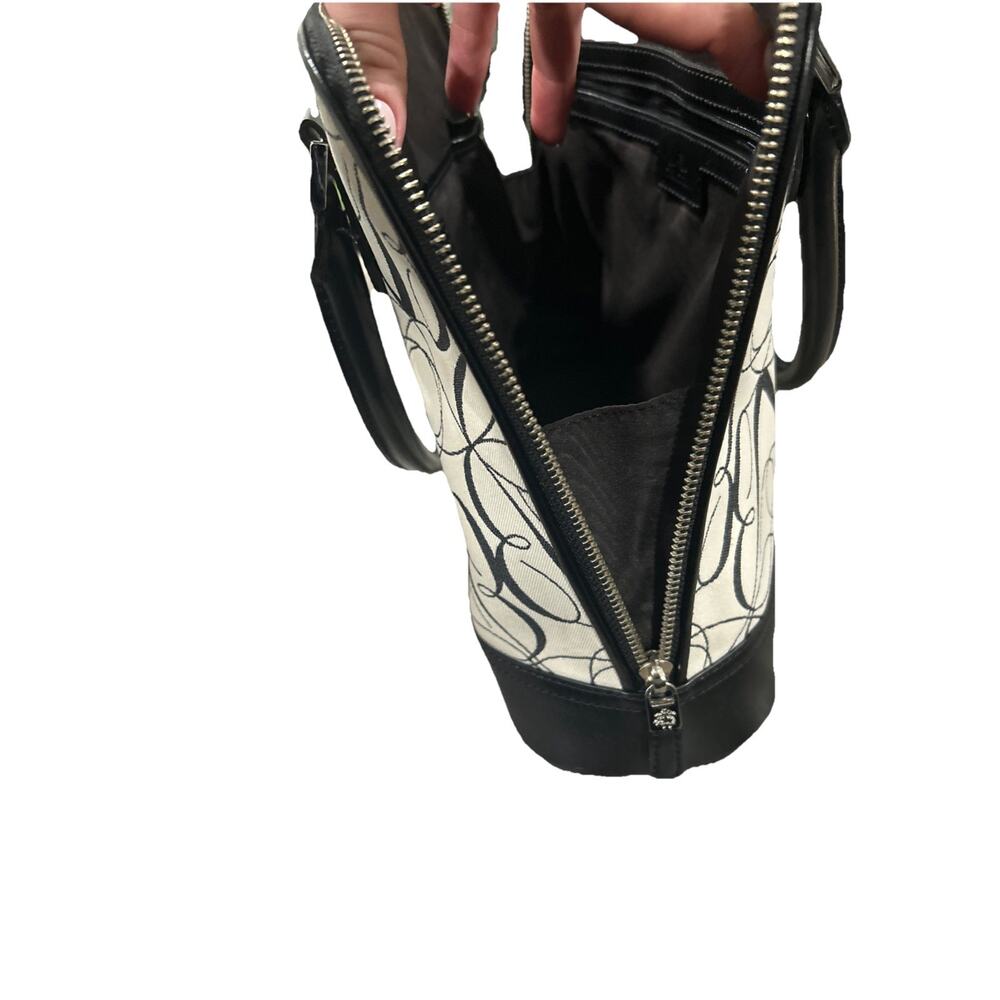 Brooks Brother Genuine Leather And Canvas Bag With Zipper And Swirling Pattern - Picture 6 of 15